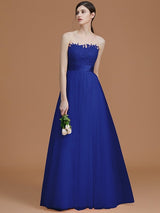 Modern Bateau Sleeveless Applique Tulle Bridesmaid Dresses-Ballbella