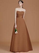 Modern Bateau Sleeveless Applique Tulle Bridesmaid Dresses-Ballbella