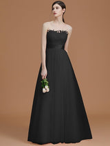 Modern Bateau Sleeveless Applique Tulle Bridesmaid Dresses-Ballbella