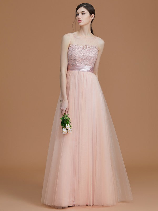 Modern Bateau Sleeveless Applique Tulle Bridesmaid Dresses Modern Bateau Sleeveless Applique Tulle Bridesmaid Dresses