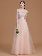 Modern Bateau Sleeveless Applique Tulle Bridesmaid Dresses-Ballbella