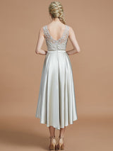 Modern Bateau Sleeveless Ruffles Asymmetrical Bridesmaid Dresses-Ballbella