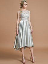 Modern Bateau Sleeveless Ruffles Asymmetrical Bridesmaid Dresses-Ballbella