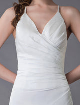 Modern Beach Wedding Dresses Sexy Bridal Dress High Split Ivory Sheath Straps Summer Wedding Gowns-Ballbella