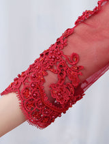 Modern Burgundy Evening Dresses Long Sleeve Lace Applique Beaded Formal Gown With Train-Ballbella