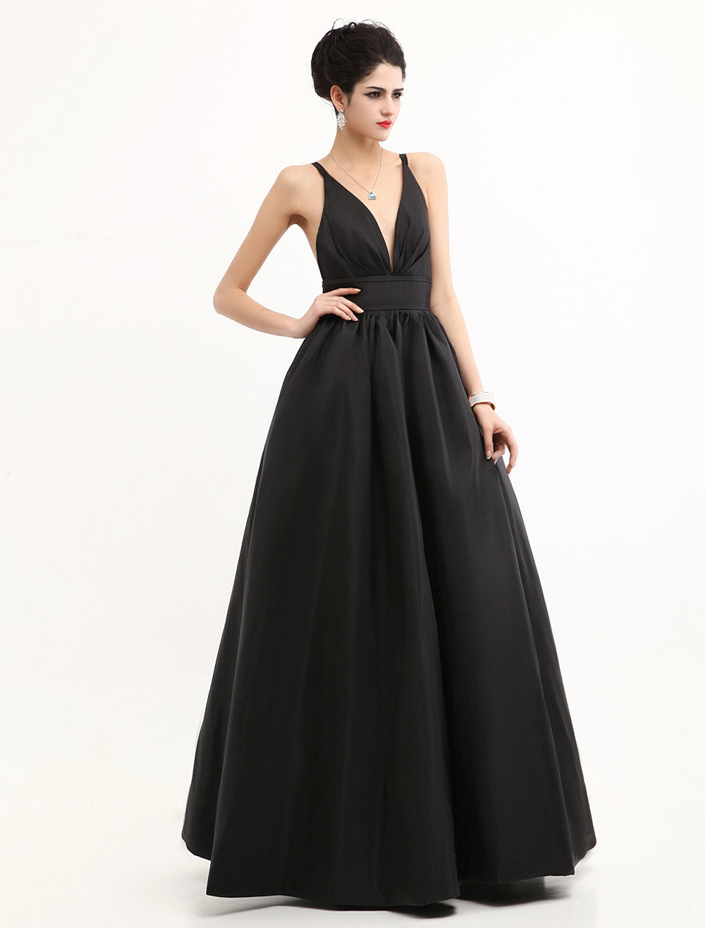 Modern Celebrity Dresses Black Oscar Evening Dress Straps Backless Deep V Taffeta Dress Modern Celebrity Dresses Black Oscar Evening Dress Straps Backless Deep V Taffeta Dress