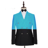 Modern Classic Blue Double Breasted Slim Fit Men Suits Online-Ballbella