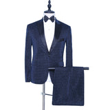 Modern Dark Navy Peaked Lapel Designer Men Suits for Prom-Ballbella