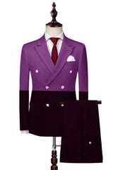 Modern Double Breasted Peaked Lapel Men's Prom Suits-Ballbella