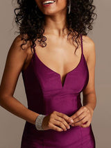 Modern Elastic Silk Like Satin Sheath Long Bridesmaid Dresses-Ballbella