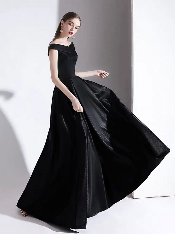 Modern Evening Dress A Line Bateau Neck Satin Fabric Floor Length Form Ballbella Modern Evening Dress A Line Bateau Neck Satin Fabric Floor Length Form Ballbella