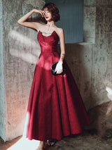 Modern Evening Dress A-Line Strapless Satin Fabric Floor-Length Pleated Social Party Dresses-Ballbella