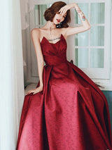 Modern Evening Dress A-Line Strapless Satin Fabric Floor-Length Pleated Social Party Dresses-Ballbella