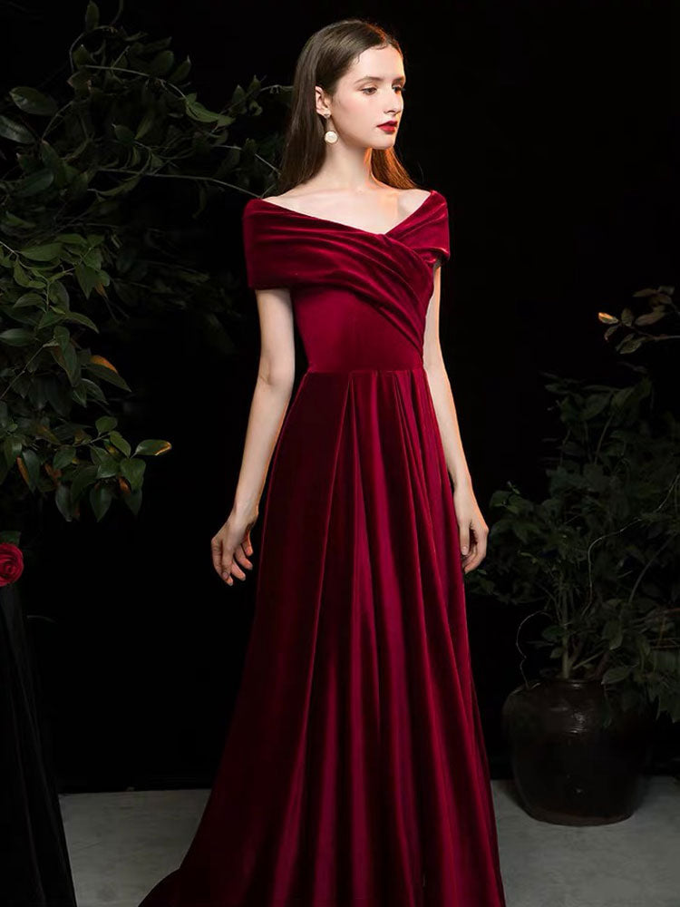 Modern Evening Dress A Line V Neck Matte Satin Floor Length