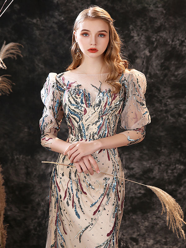 Modern Evening Dress Sheath Jewel Neck Lace Floor-Length Lace Formal Party Dresses Modern Evening Dress Sheath Jewel Neck Lace Floor-Length Lace Formal Party Dresses