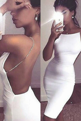 Modern Spaghetti-Strap Short Homecoming Dresses Sleeveless White Backless Cocktail Dress-Ballbella
