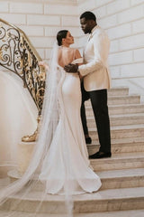 Modern Spaghetti-Straps Cap Sleeves Mermaid Wedding Dresses Online-Ballbella