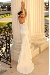 Modern Spaghetti-Straps Sleeveless Mermaid Wedding Dresses Online With Lace-Ballbella
