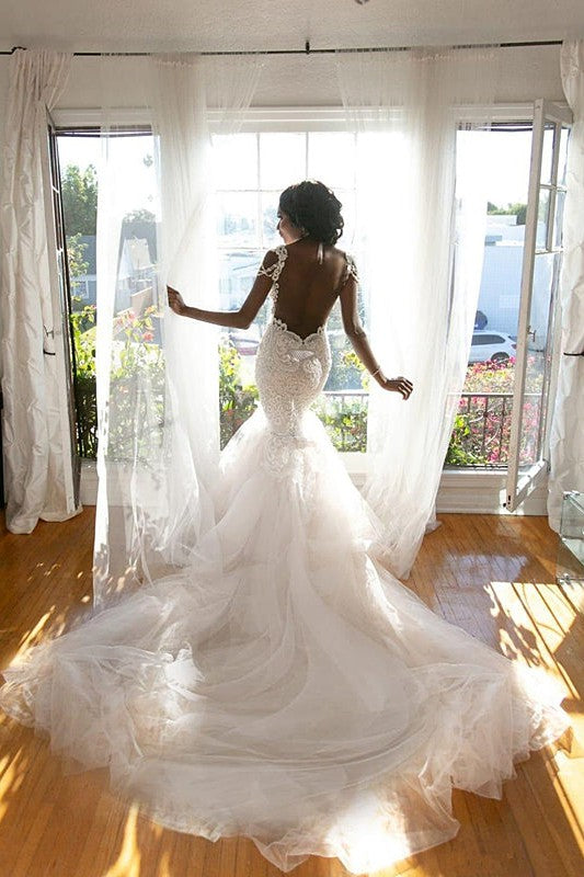 Modern V neck Thick Fall Wedding Dress with lace appliques Modern V neck Thick Fall Wedding Dress with lace appliques