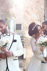 New Arrival Long Sleeves Bridal Dress Lace Applique Custom Made Wedding Dresses-Ballbella