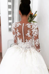 New Arrival Long Sleevess Sheath Wedding Dresses Lace Appliques Bridal Gowns with Detachable Train-Ballbella