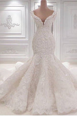 New Arrival Mermaid Vintage Wedding Dresses Online Classic V Neck Lace Bridal Gowns Online-Ballbella
