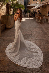 New Arrival sweetheart sleeveless mermaid lace Wedding Dresses-Ballbella