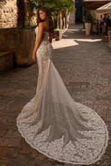 New Arrival sweetheart sleeveless mermaid lace Wedding Dresses-Ballbella
