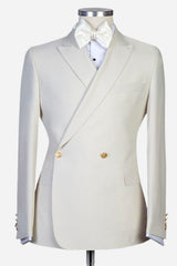 New in White Peaked Lapel Slim Fit Men Suits for Wedding-Ballbella