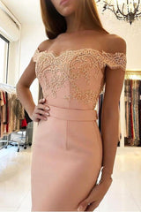 Off Shoulder Slim Mermaid Evening Dress Floor Length Party Gown-Ballbella