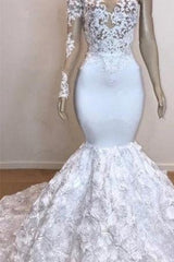 One Shoulder Lace Appliques Meramid Prom Dresses with sleeve-Ballbella