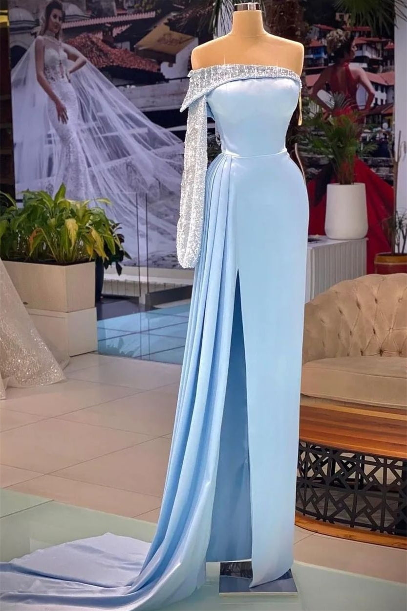 One Shoulder Strapless Floor-length Backless High Split Sheath Prom Dress One Shoulder Strapless Floor-length Backless High Split Sheath Prom Dress
