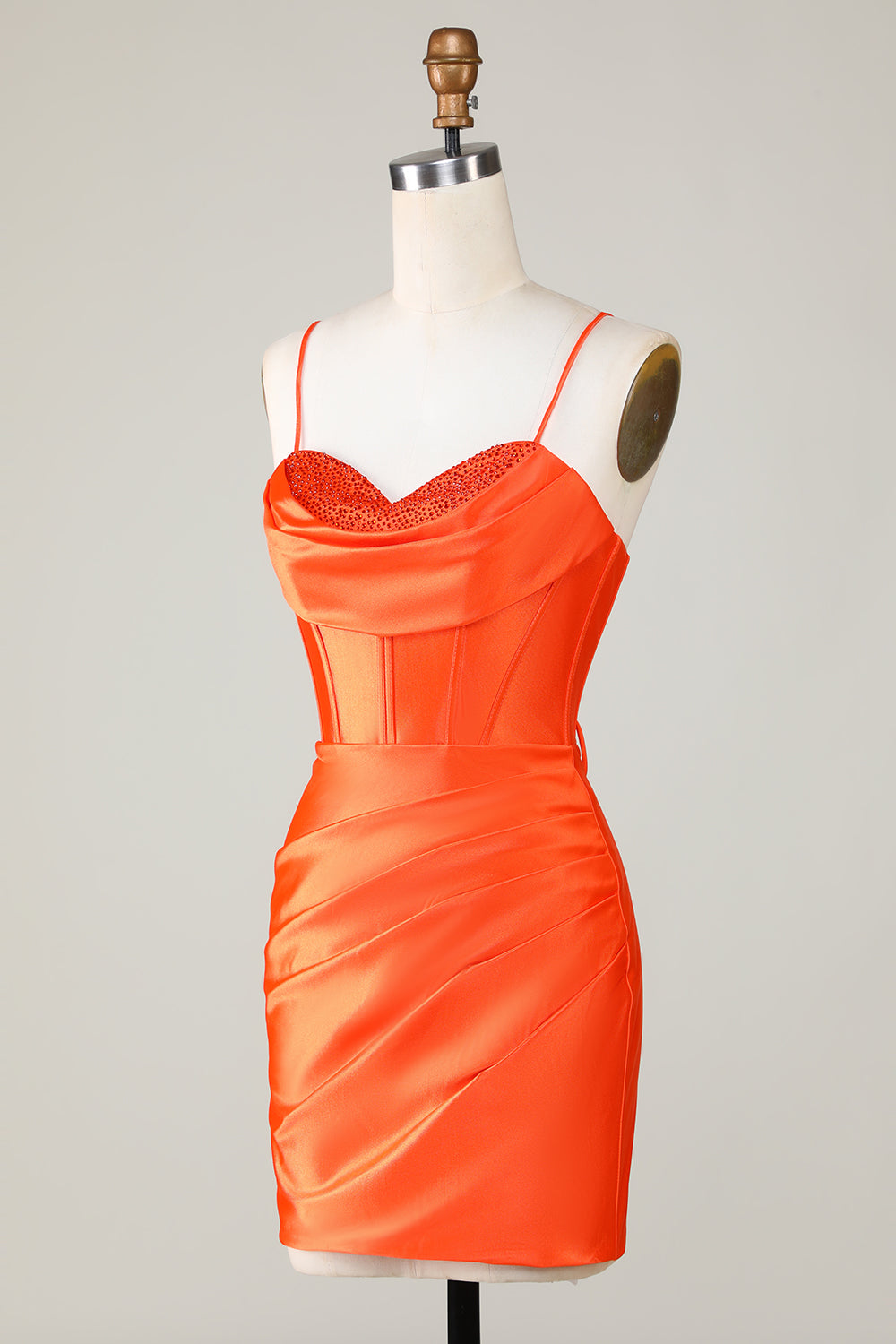 homecoming orange dress Orange Sparkly Beaded Corset Tight Short Homecoming Dress
