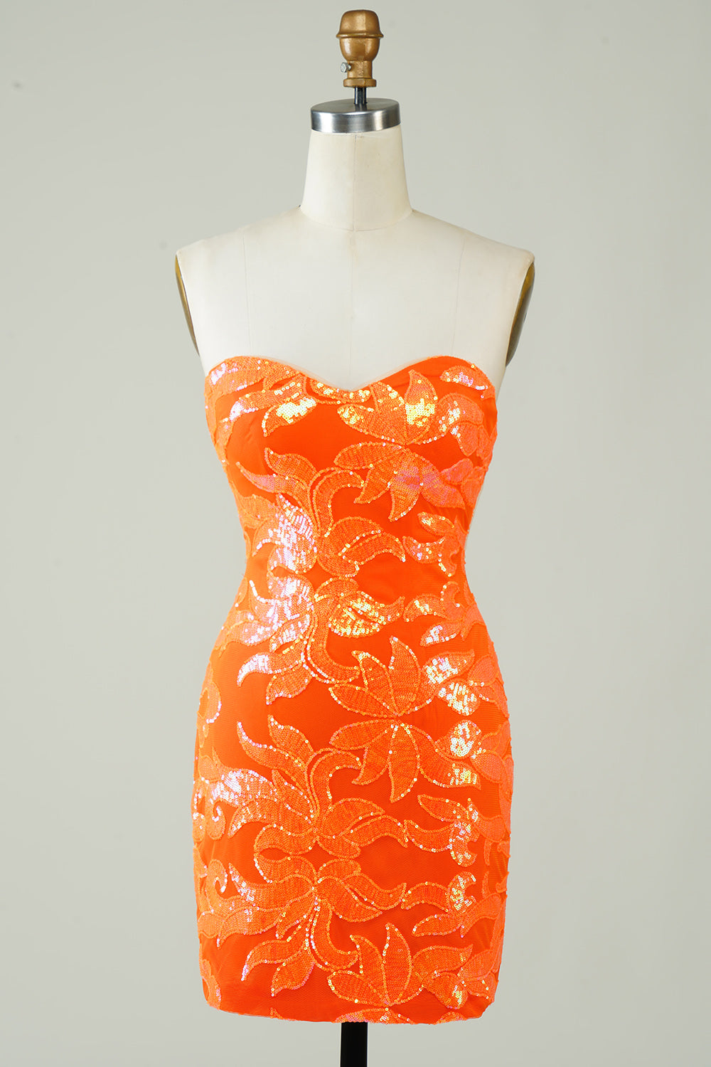 Orange Strapless Tight Homecoming Dress Orange Strapless Tight Homecoming Dress