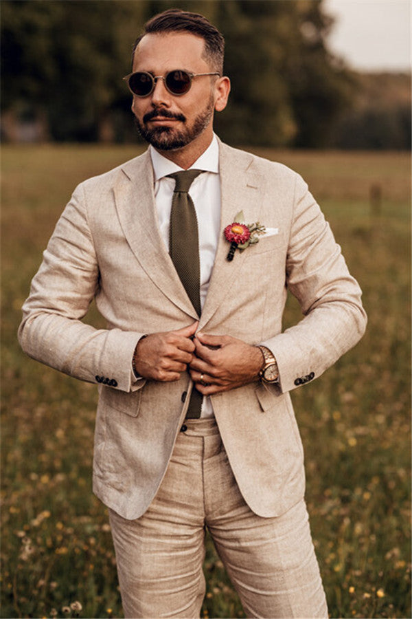 Party Linen Wedding Suit Casual Summer Beach Groom Slim Fit Suit Tuexedos Party Linen Wedding Suit Casual Summer Beach Groom Slim Fit Suit Tuexedos