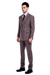 Peak Lapel Plaid Double Breasted Premium Mens Suits with Flap Pocket-Ballbella
