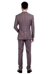 Peak Lapel Plaid Double Breasted Premium Mens Suits with Flap Pocket-Ballbella
