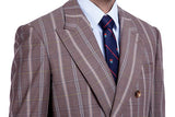 Peak Lapel Plaid Double Breasted Premium Mens Suits with Flap Pocket-Ballbella