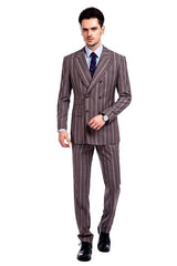 Peak Lapel Plaid Double Breasted Premium Mens Suits with Flap Pocket-Ballbella