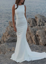 Pearl Wedding Dress Minimalistic Open Back-Ballbella