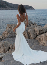 Pearl Wedding Dress Minimalistic Open Back-Ballbella
