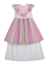 Pink Jewel Neck Short Sleeves Kids Social Party Dresses Princess Dress-Ballbella