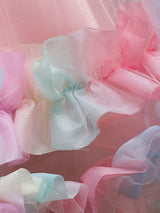 Pink Jewel Neck Sleeveless Bows Flowers Tulle Polyester Cotton Formal Kids Pageant flower girl dresses-Ballbella