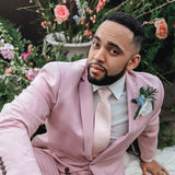 Pink Notched Lapel Mens Suits For Groom Tuxedos Party Prom Tuxedo with 2 Pieces-Ballbella