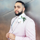 Pink Notched Lapel Mens Suits For Groom Tuxedos Party Prom Tuxedo with 2 Pieces-Ballbella