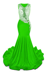 Portrait Trumpet Sweep Train Sleeveless Beading Evening Dress-Ballbella