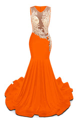 Portrait Trumpet Sweep Train Sleeveless Beading Evening Dress-Ballbella