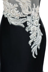 Portrait Trumpet Sweep Train Sleeveless Beading Evening Dress-Ballbella