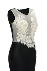 Portrait Trumpet Sweep Train Sleeveless Beading Evening Dress-Ballbella