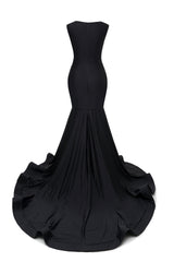 Portrait Trumpet Sweep Train Sleeveless Beading Evening Dress-Ballbella